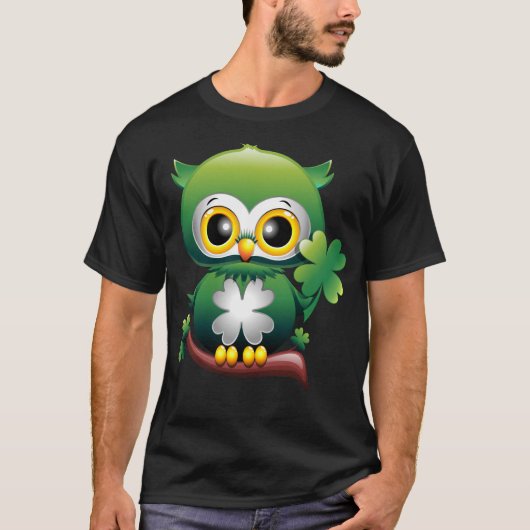 Baby Owl St Patrick Paddy Cartoon T-Shirt (Vorderseite)