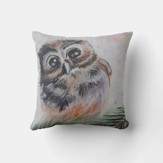 Baby Owl Throw Kissen (Rückseite)