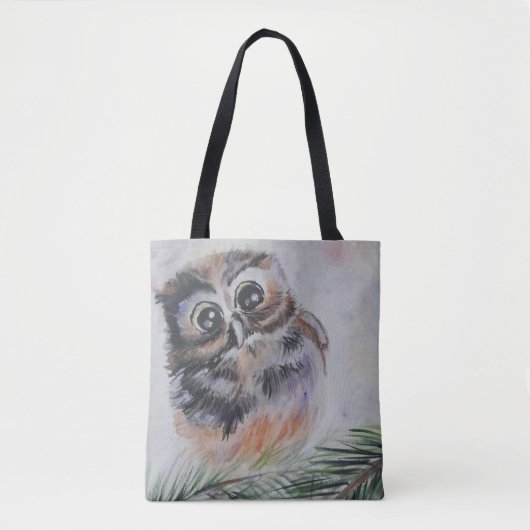 Baby Owl Tote Bag - Malerei Tasche (Vorderseite)