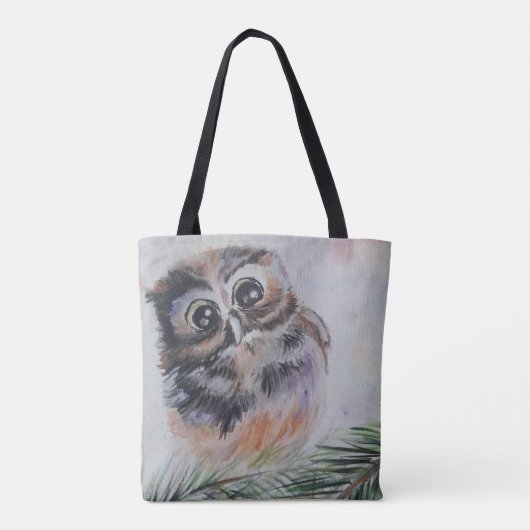 Baby Owl Tote Bag - Malerei Tasche (Rückseite)