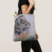 Baby Owl Tote Bag - Malerei Tasche (Von Nahem)