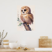 Baby Owl Watercolor Kinderzimmer Poster (Küche)