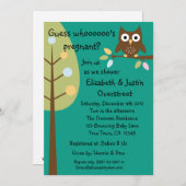 Baby Owl Whoooos Schwangere Grüne Dusche Party Cus Einladung (Vorne/Hinten)