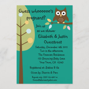Baby Owl Whoooos Schwangere Grüne Dusche Party Cus Einladung