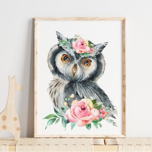 Baby Owl Woodland Animal Kinderzimmer | Niedliche Poster