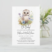 Baby Owl Woodland Babydusche Einladung (Stehend Vorderseite)