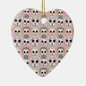 Baby Owls auf rosa Muster Keramik Ornament (Rechts)