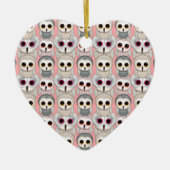 Baby Owls auf rosa Muster Keramik Ornament (Vorne)
