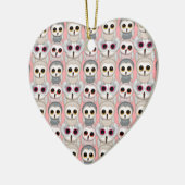 Baby Owls auf rosa Muster Keramik Ornament (Links)