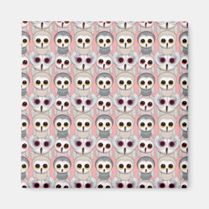 Baby Owls auf rosa Muster Magnet