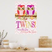 Baby Owls - Girl Twins - Custom Wall Poster (Küche)
