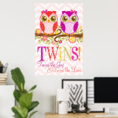 Baby Owls - Girl Twins - Custom Wall Poster (Heimbüro)
