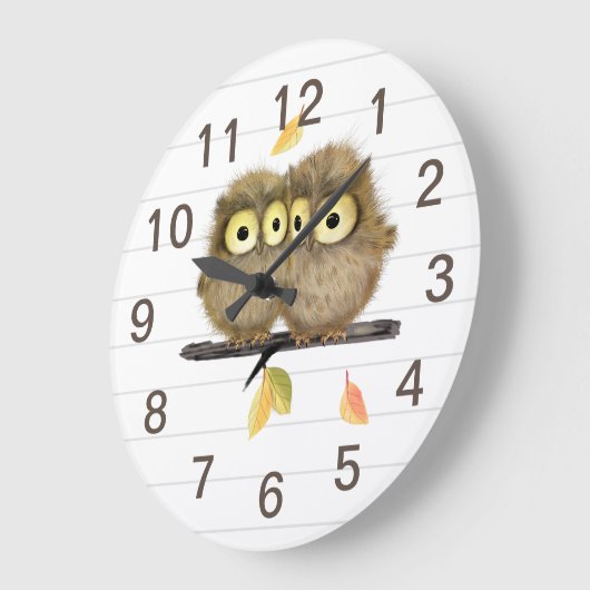 Baby Owls Wall Clock Große Wanduhr (Winkel)