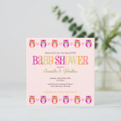 Baby Owls - Zwei Mädchen - Einladung (Stehend Vorderseite)