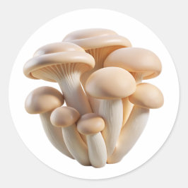 Baby Oyster Mushrooms Plastic 3D - Glossy Round La Runder Aufkleber