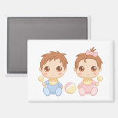 Baby paart Jungen und Mädchen Magnet (Vorderseite/Rückseite)
