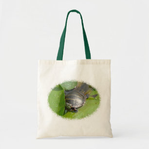 Baby Painted Turtle auf Lilypad Items Tragetasche