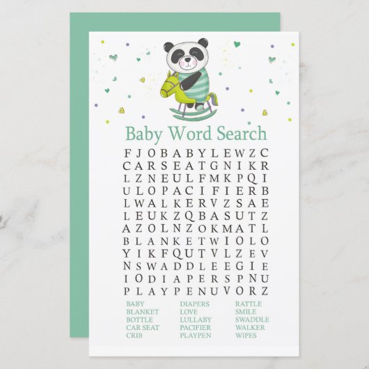Baby Panda Baby Shooter Word Search Game (Vorne/Hinten)