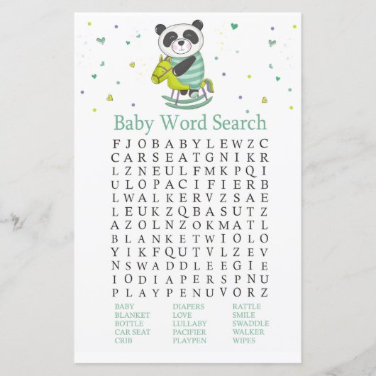 Baby Panda Baby Shooter Word Search Game (Vorderseite)