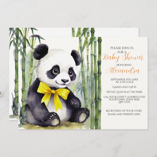 Baby Panda Baby Shower Einladung (Vorne/Hinten)