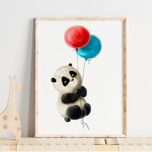 Baby Panda Balloon Print   Panda Aquarell Print Poster