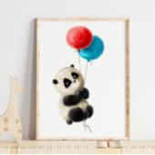Baby Panda Balloon Print | Panda Aquarell Print Poster