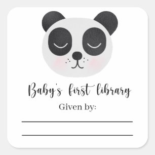 Baby-Panda-Bär - Baby-Shower-Exlibris Quadratischer Aufkleber