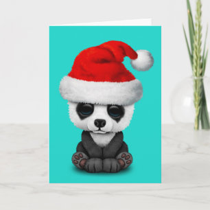 Baby-Panda-Bär, der eine Weihnachtsmannmütze trägt Feiertagskarte