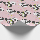 Baby Panda Bär Rosa Herzen Geschenkpapier (Ecke)