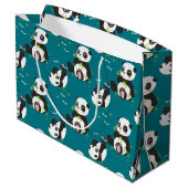 Baby Panda Bären Dragonfly Aquamarin Custom Große Geschenktüte (Rückseite Schrägansicht)