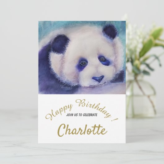 Baby Panda Bear 1. Geburtstag Einladung (Stehend Vorderseite)