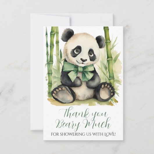 Baby Panda Bear Baby Dusche Vielen Dank Dankeskarte (Vorderseite)
