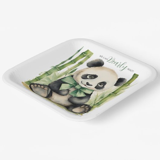 Baby Panda Bear Bear Bearly Wait Baby Dusche Pappteller (Gewinkelt)