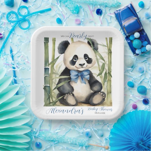 Baby Panda Bear Bear Bearly Wait Boy Baby Dusche Pappteller (Party)