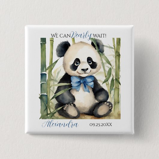 Baby Panda Bear Boy Baby Dusche Button (Vorderseite)