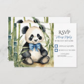 Baby Panda Bear Boy Baby Dusche RSVP Karte (Vorne/Hinten)