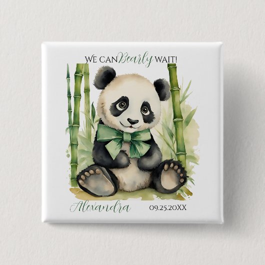 Baby Panda Bear Gender Neutral Baby Dusche Button (Vorderseite)