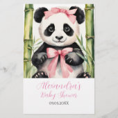 Baby Panda Bear Girl Baby Predictions Advice Card (Rückseite)