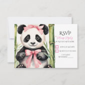Baby Panda Bear Girl Babydusche RSVP Karte (Vorderseite)