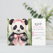 Baby Panda Bear Girl Babydusche RSVP Karte (Stehend Vorderseite)