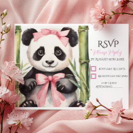 Baby Panda Bear Girl Babydusche RSVP Karte