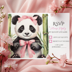Baby Panda Bear Girl Babydusche RSVP Karte
