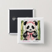 Baby Panda Bear Girls Babydusche Button (Vorne & Hinten)