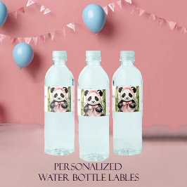 Baby Panda Bear Girls Babydusche Wasserflaschenetikett