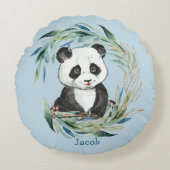 Baby Panda Bear im Kinderzimmer Wreath Rundkissen Rundes Kissen (Vorderseite)
