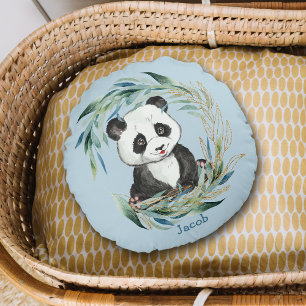Baby Panda Bear im Kinderzimmer Wreath Rundkissen Rundes Kissen
