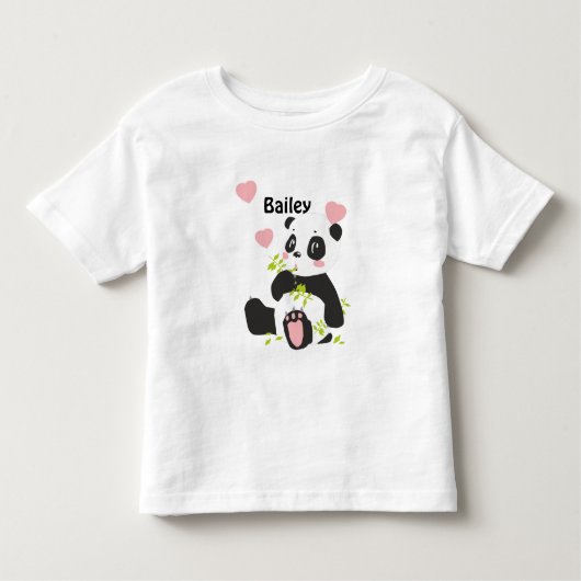 Baby Panda Bear Pink Herz Custom Kleinkind T-shirt (Vorderseite)