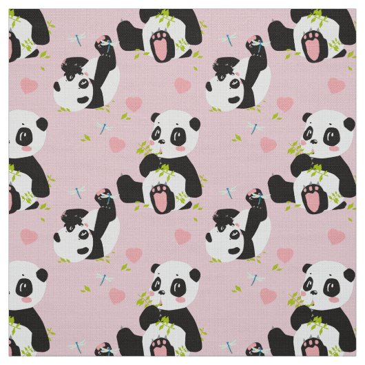 Baby Panda Bear Pink Stoff (Muster)