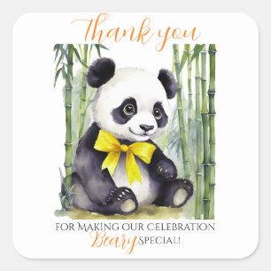 Baby Panda Bear Unisex Baby Dusche Vielen Dank Quadratischer Aufkleber