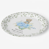 Baby Panda Blue Balloons Dusche | Teller aus Papie (Schrägansicht)